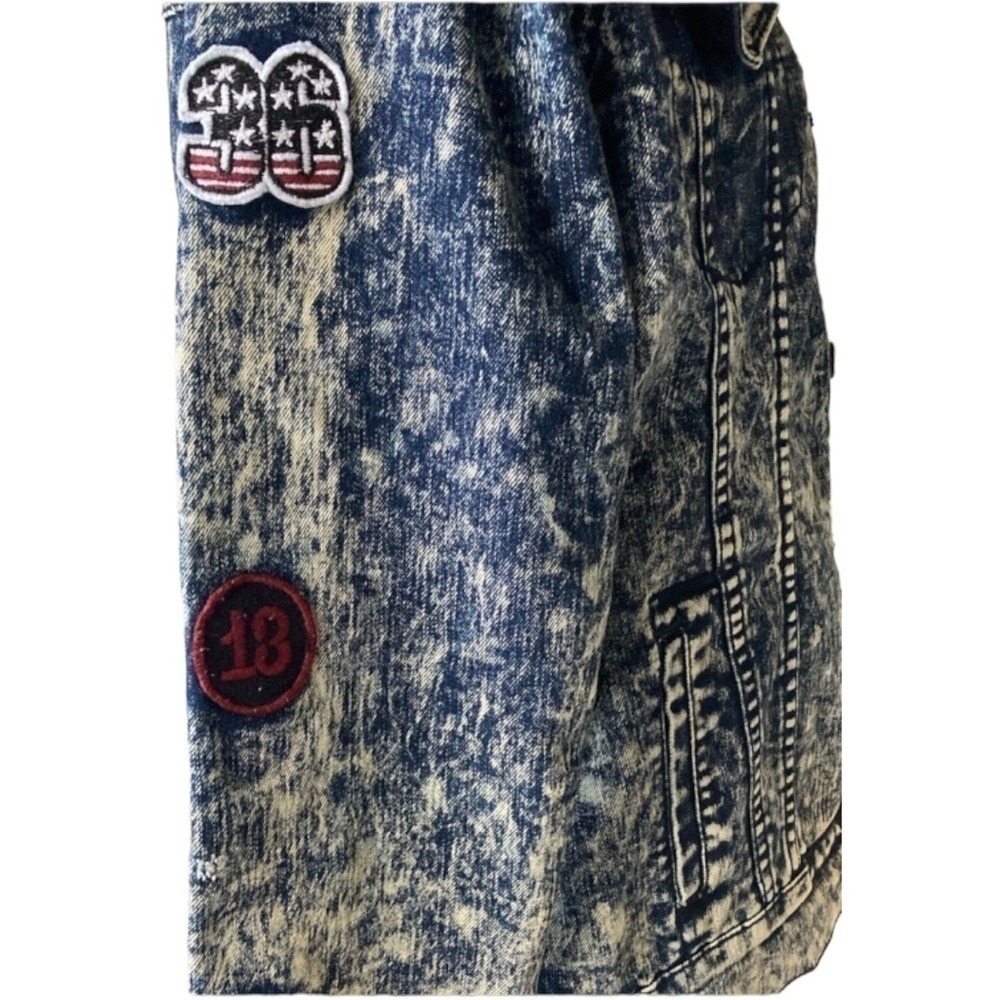 Forever 21 Mens Acid Wash Denim Jacket Blue Patches Streetwear Small BB009 - Picture 6 of 8